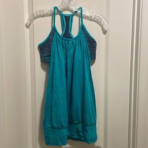 Lululemon bra/ tank combo teal blue size 6